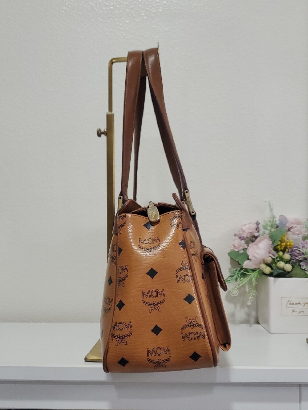 Vintage MCM Milla Cognac Visetos Leather Dual-Pocket Tite Bag🤎 - Picture 5 of 16
